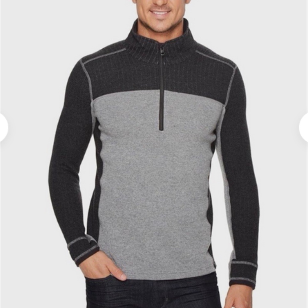 Prana Men's‎ Gravel Gray Wentworth Quarter Zip Wool Sweater Size M